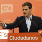 Albert Rivera, en rueda de prensa tras la reunión de la ejecutiva nacional de Ciudadanos, el pasado 17 de octubre.