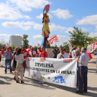 Protesta de los trabajadores a las puertas de las Cortes.