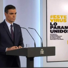 El presidente del Gobierno, Pedro Sánchez, en una comparecencia reciente. BORJA PUIG