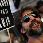 Javier Bardem, durante la manifestación celebrada en Madrid contra la subida del IVA en los espectáculos, el 17 de julio.