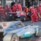 Hamilton pasa por delante de Vettel en un 'pit stop' en Bakú.