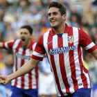 Koke celebra el gol que dio el triunfo al Atlético de Madrid sobre el Málaga.