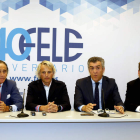 Álvaro Díez, Jesús Calleja, Javier Cepedano y Enrique Suárez, ayer durante la presentación. MARCIANO