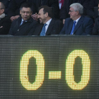 El 0-0 se refleja en el marcador por debajo del palco con el presidente Josep Maria Bartomeu.