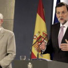 Herman van Rompuy y Mariano Rajoy, durante la rueda de prensa en la Moncloa.