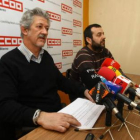 Llamas y Ursicino Sánchez, ayer en la sede de CC.OO.