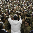 El presidente de EEUU, Barack Obama, con las tropas norteamericanas que fueron destinadas a Afganistán en 2012.