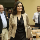La ministra de Sanidad, Carmen Montón, en la comisión del ramo del Congreso de los Diputados. /