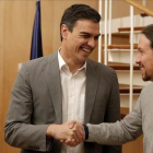 Sánchez e Iglesias, durante su reunión en el Congreso el pasado 5 de febrero.