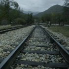 Un tramo de las vías del tren a su paso por el municipio de Palacios del Sil.