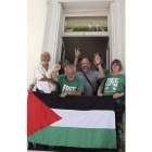 Activistas españoles de la plataforma «Rumbo a Gaza».