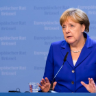 La canciller alemana, Angela Merkel, tras la cumbre de Bruselas.