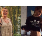 Mathilde Broberg, cuando pesaba 120 kilos, a la izquierda, y en la actualidad, con 67 kilos, a la derecha.