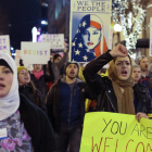 Manifestación en Seattle (EEUU) contra el veto de Trump a los musulmanes.