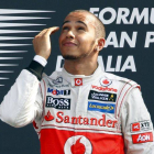 Hamilton, tras vencer en el Gran Premio de Monza.