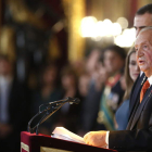 El rey Juan Carlos durante su discurso en la tradicional recepción al cuerpo diplomático.
