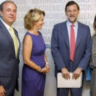 Antonio Monago, líder del PP en Extremadura, Esperanza Aguirre, Mariano Rajoy y De Cospedal.
