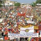 Aspecto de la manifestación que ayer recorrió Caracas