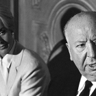 Alfred Hitchcock y Tippi Hedren, en 1963.