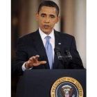 Obama responde preguntas en una rueda de prensa en la Casa Blanca