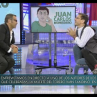 Juan Carlos Monedero y Jorge Javier Vázquez en el programa de Sálvame Deluxe del pasado sábado. / TELECINCO.