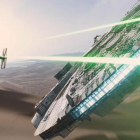 La nave de Hans Solo, el Halcón Milenario, en un fotograma de 'Star Wars el despertar de la fuerza'.