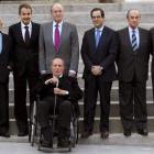 Felipe González, Carrillo, Zapatero, don Juan Carlos, Bono, Landelino Lavilla, Miquel Roca, Rojas Marcos y Manuel Fraga, en el aniversario del 23-F del 2011, una de sus últimas apariciones.
