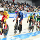 Albert Torres, en primera posición, durante la prueba de Omnium del Mundial.