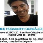 Hermes Hosarsiph González López en el cartel compartido por Sosdesaparecidos.
