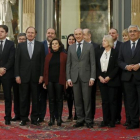 La vicepresidenta, Soraya Sáenz de Santamaría, con algunos de los consejeros autonómicos que han participado en la Conferencia de Asuntos Relacionados con la UE en el Senado.