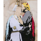 Vista de un grafiti en el que aparece el papa Francisco besando al presidente de Estados Unidos, Donald Trump (d) en un muro en el centro de Roma, a poca distancia de del Vaticano, Italia hoy 11 de mayo de 2017.