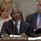 Kofi Annan, ayer en un momento de su comparecencia sobre el programa «Petróleo por Alimentos»