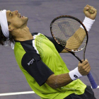 David Ferrer en el momento del triunfo.