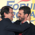 El presidente de la Junta, Alfonso Fernández Mañueco, interviene en el Fórum Europa. Lo presenta el presidente nacional del PP, Pablo Casado. JUAN LÁZARO