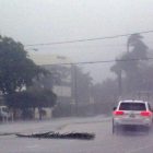 Calle inundada en Boca Ratón, en Florida.