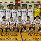 Formación del equipo de La Bañeza FS que milita en el grupo 2 de la Liga Nacional Juvenil.