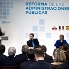 Rajoy durante su intervención en la jornada europea en la que ha explicado la reforma de las administraciones públicas.