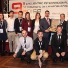 Los ganadores del premio del Enise, con el director general del Incibe ayer.