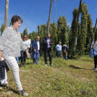 La delegada del Gobierno en Castilla y León, Mercedes Martín Juárez, visita Llamas de la Ribera para ver los trabajos de recogida del lúpulo