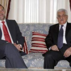 Rajoy y el presidente de la Autoridad Palestina, Mahmud Abás, durante la reunión de ayer.