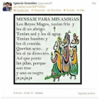 El chiste tuiteado desde la cuenta de Ignacio González.