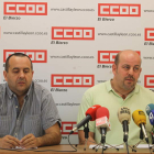 Ursicino Sánchez y Alberto Canosa, ayer en la sede comarcal de CC OO.