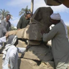 Detalle de una de las doce nuevas esfinges encontradas en Luxor.