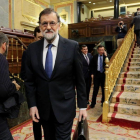 El presidente del Gobierno, Mariano Rajoy, en el pleno del Congreso dedicado al debate sobre pensiones.