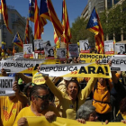 Manifestación a favor de la libertad de los presos independentistas, el pasado 15 de abril en Barcelona