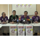Representantes de los comités de empresa de Everest y de la Vasco, hoy.