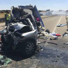 Escenario de un accidente en la carretera nacional 122 a su paso por Cerezal de Aliste (Zamora).