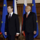 Barroso, Dmitry Medvedev, Vaclav Claus, y el Alto Representante de Política Exterior, Javier Solana