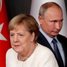 Angela Merkel y Vladimir Putin, en un encuentro en octubre del 2018.