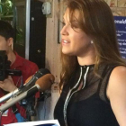 Alicia Machado, en una rueda de prensa en la que catrgó contra Trump, en junio.